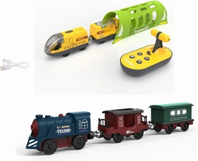 Battery Operated Locomotive Train with Tunnel for Wooden Tracks, Motorized Train Toy Compatible for Thomas, Brio, Chuggington