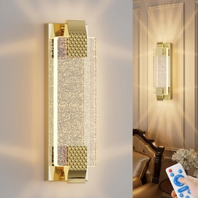 Battery Operated Wall Sconce Rechargeable Battery Powered 12000mAh Wall Light Indoor Not Hardwired Remote Control Dimmable Wall Lamp Fixtures for Bedroom Living Room Gold 1 Pack