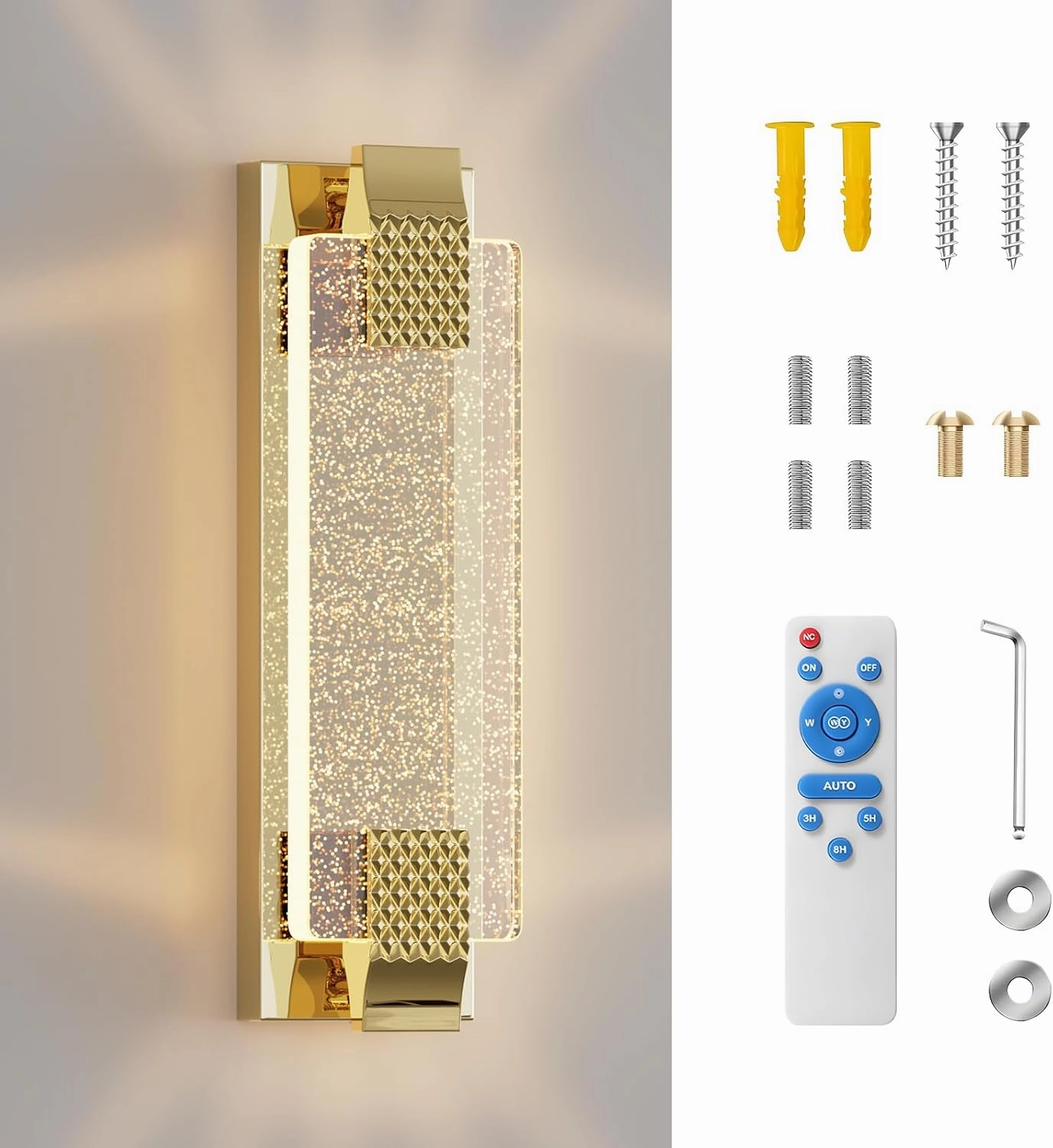 Battery Operated Wall Sconce Rechargeable Battery Powered 12000mAh Wall Light Indoor Not Hardwired Remote Control Dimmable Wall Lamp Fixtures for Bedroom Living Room Gold 1 Pack