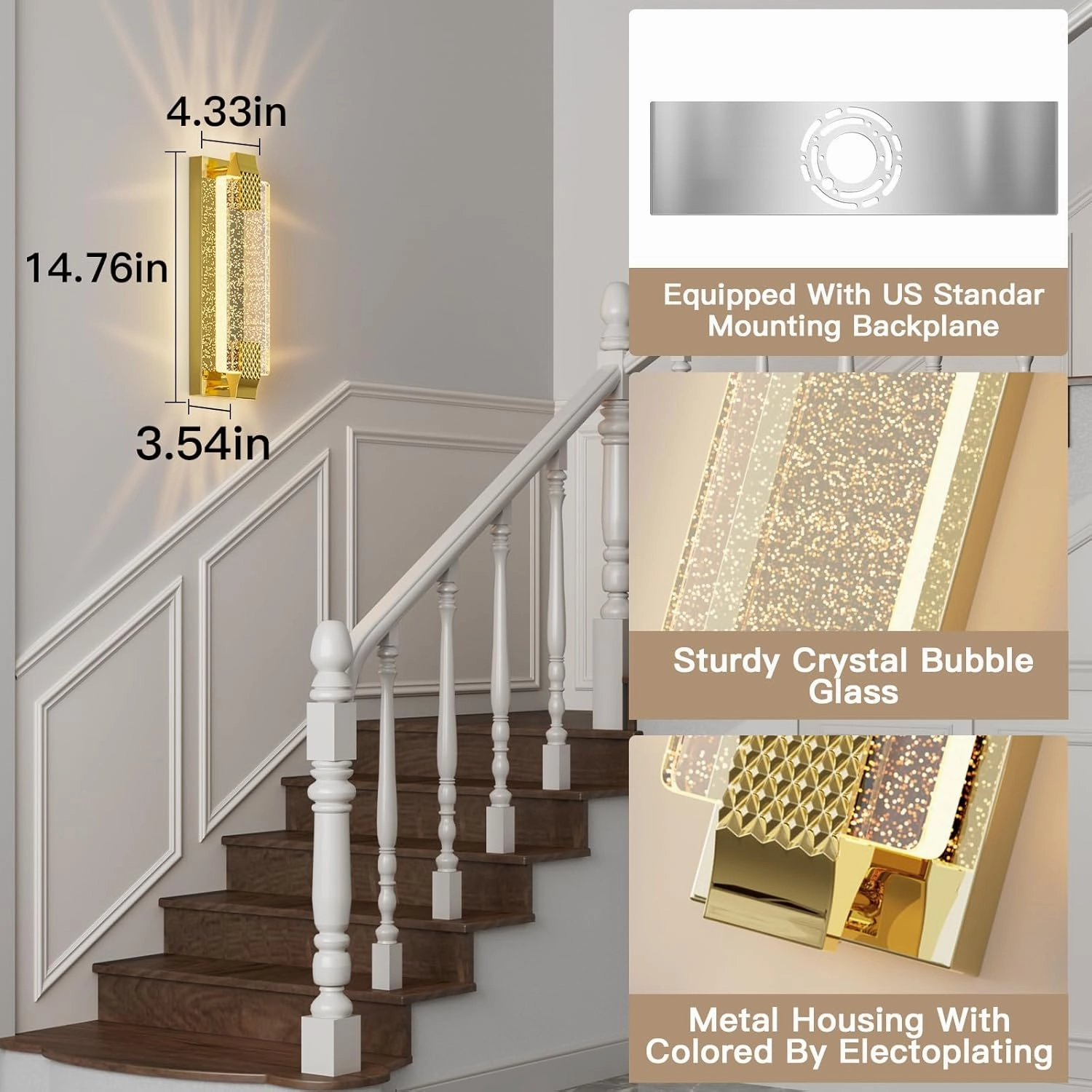 Battery Operated Wall Sconce Rechargeable Battery Powered 12000mAh Wall Light Indoor Not Hardwired Remote Control Dimmable Wall Lamp Fixtures for Bedroom Living Room Gold 1 Pack