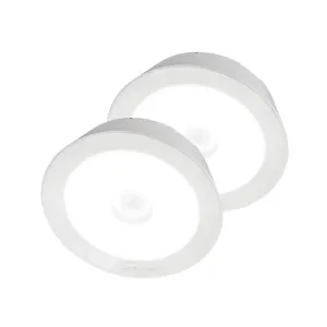Beams MB981 200 Lumen LED Wireless Battery Powered Motion Sensing Indoor/Outdoor Ceiling Light, 2-Pack, White