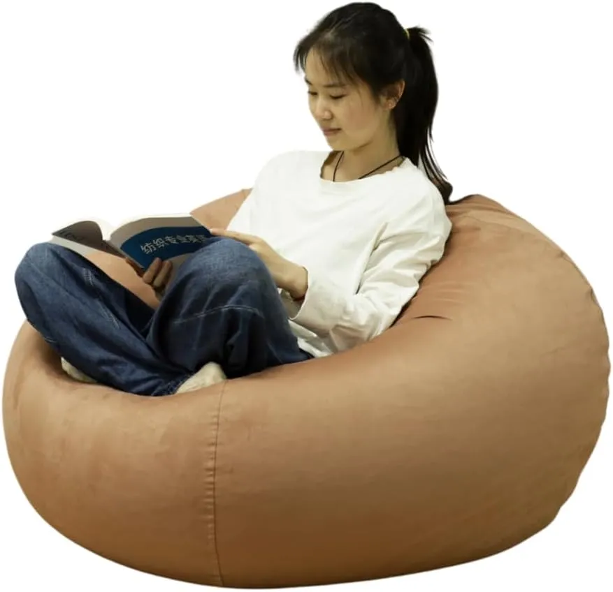 Bean Bag Cover with Liner Only Removable 3ft (No Filler) Velvety Luxurious Microfiber Suede Bean Bag Chair Cover for Adults Indoor (Canyon Clay-Cover&Liner Only, Large)