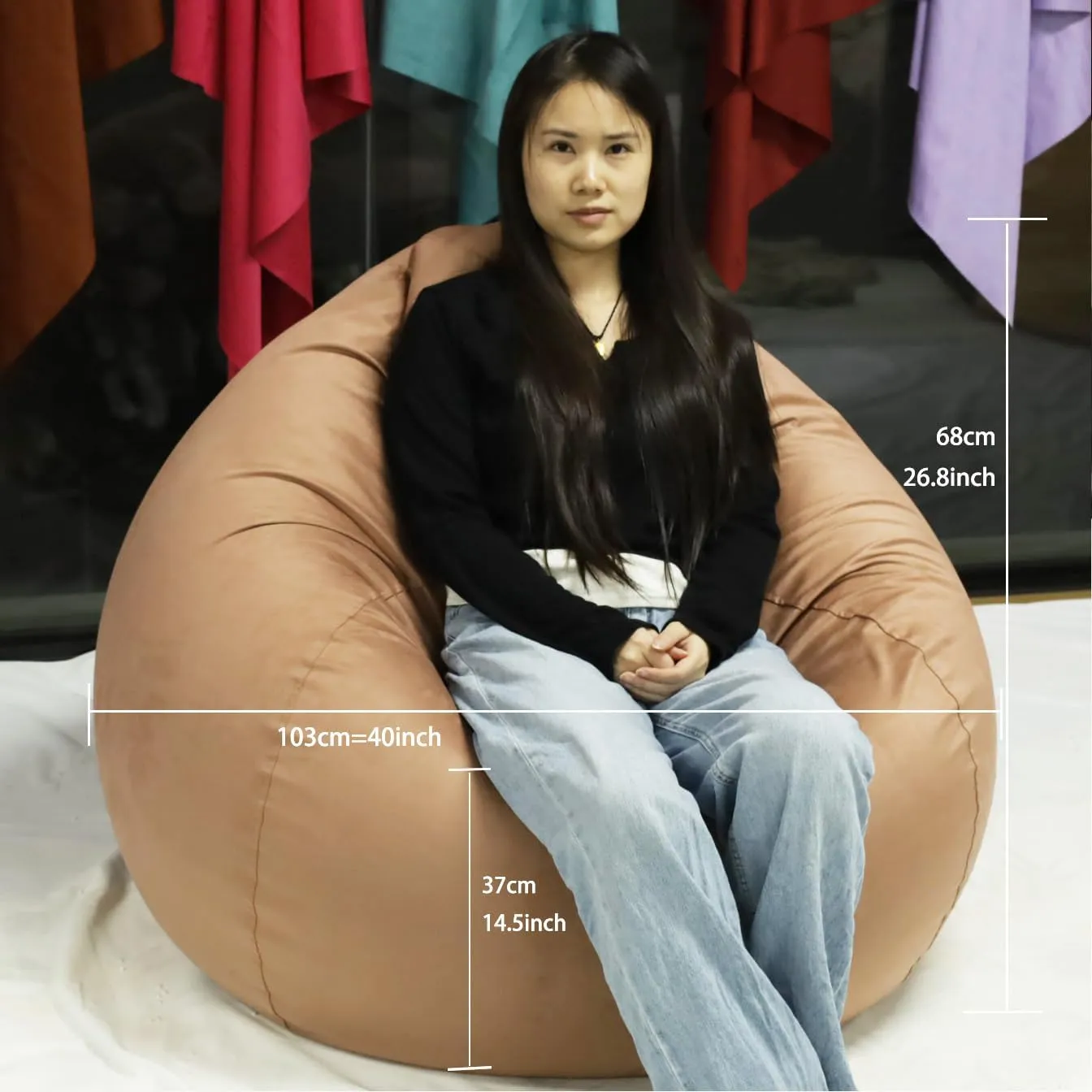 Bean Bag Cover with Liner Only Removable 3ft (No Filler) Velvety Luxurious Microfiber Suede Bean Bag Chair Cover for Adults Indoor (Canyon Clay-Cover&Liner Only, Large)