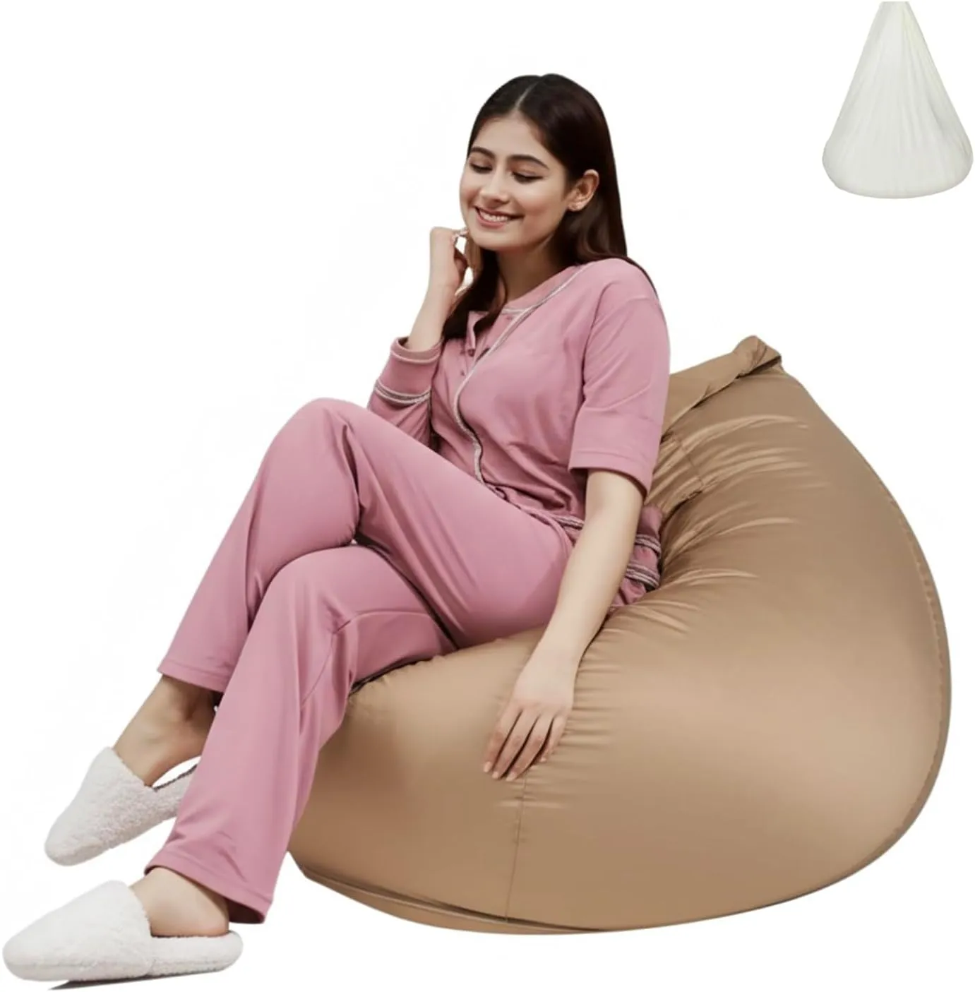 Bean Bag Cover with Liner Only Removable 3ft (No Filler) Velvety Luxurious Microfiber Suede Bean Bag Chair Cover for Adults Indoor (Canyon Clay-Cover&Liner Only, Large)