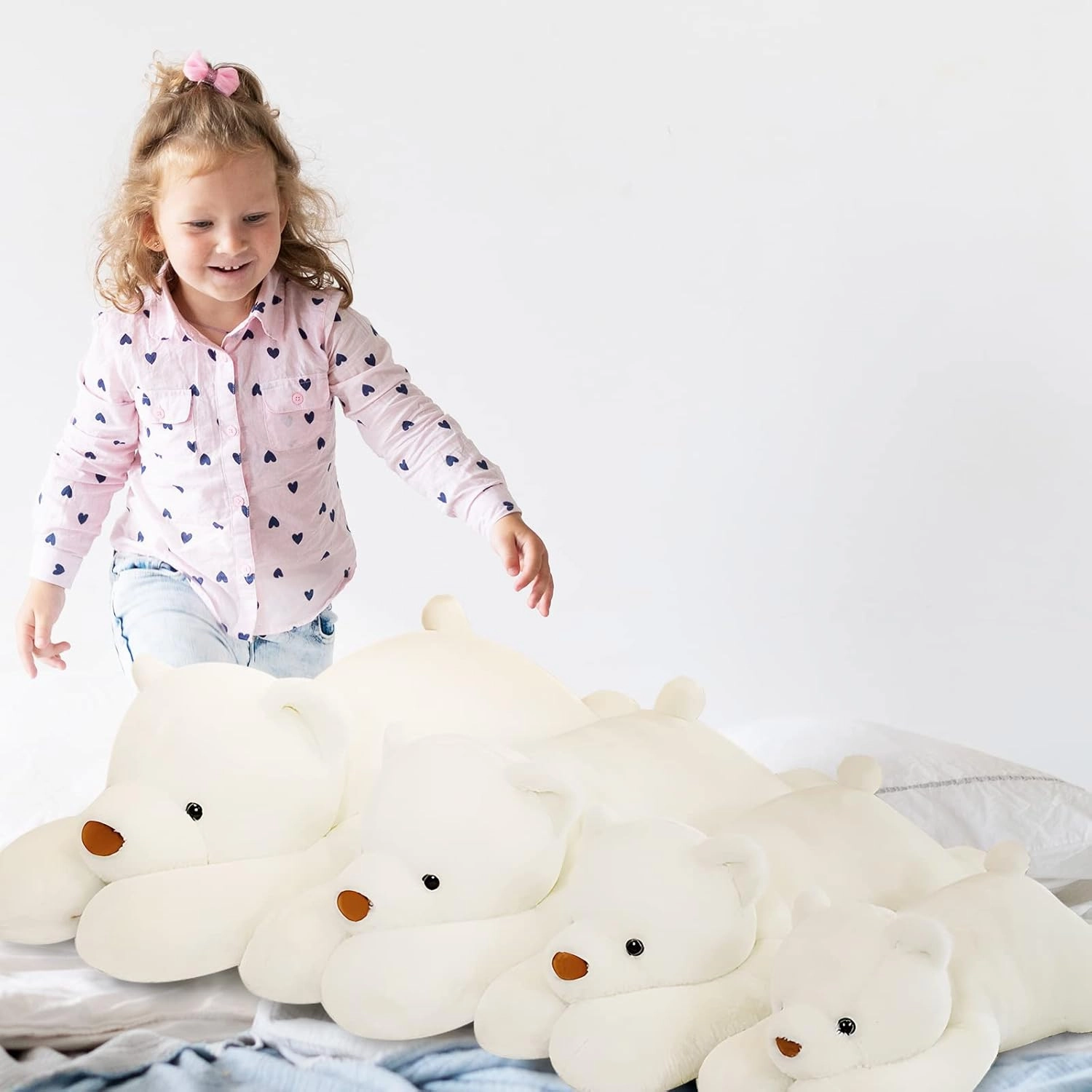 Bear Stuffed Animal Plush, 25.6in Cute Soft Big White Hugging Polar Bear Plushies Pillow Toys Doll Kawaii Birthday Gift for for Adults Kids Boys Girls