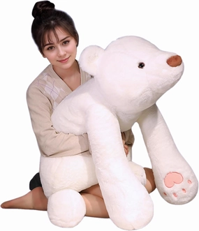 Bear Stuffed Animal Plush, 25.6in Cute Soft Big White Hugging Polar Bear Plushies Pillow Toys Doll Kawaii Birthday Gift for for Adults Kids Boys Girls