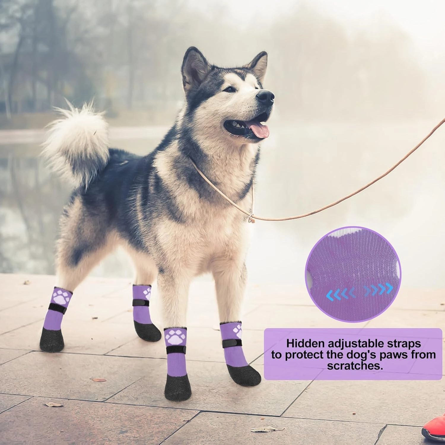 BEAUTYZOO Anti Slip Dog Socks Boots, Dog Shoes for Hot/Cold Pavement Snow Rain Days,Waterproof Grip Dog Booties Paw Protector for Hardwood Floor, Prevent Licking for Small Medium Large Senior Old Dogs