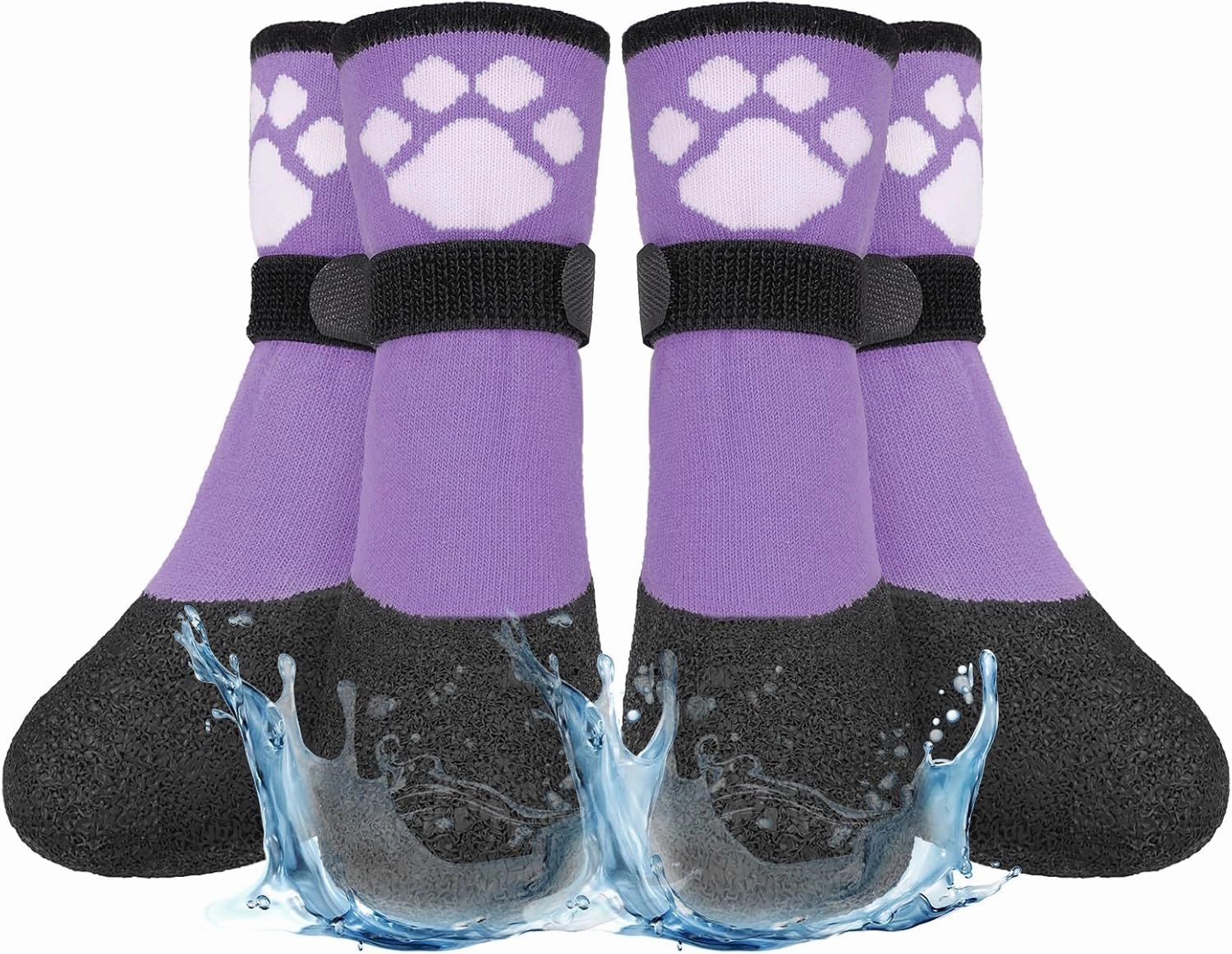 BEAUTYZOO Anti Slip Dog Socks Boots, Dog Shoes for Hot/Cold Pavement Snow Rain Days,Waterproof Grip Dog Booties Paw Protector for Hardwood Floor, Prevent Licking for Small Medium Large Senior Old Dogs
