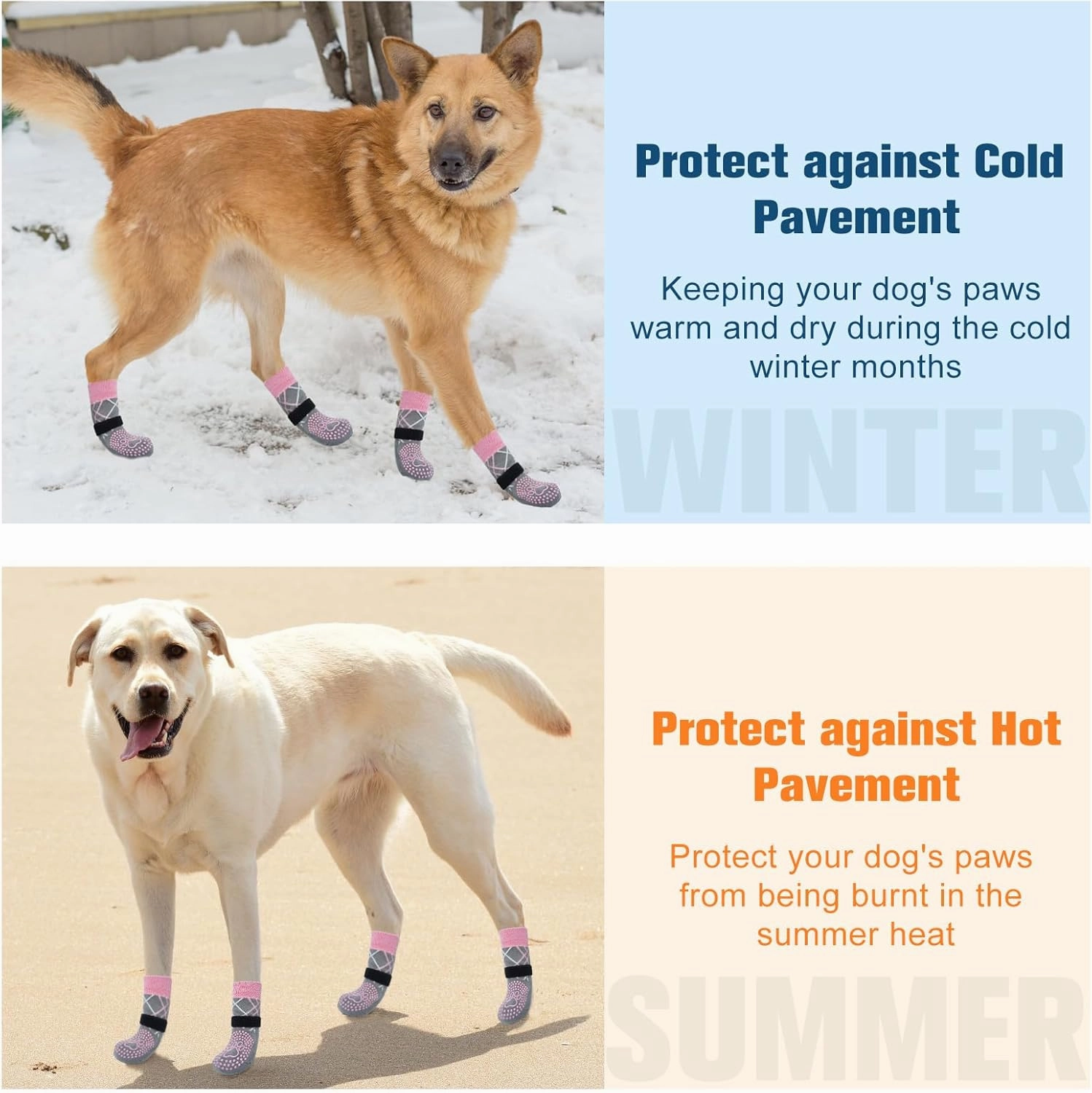 BEAUTYZOO Dog Socks to Prevent Licking Paws for Hardwood Floors Anti Slip, Dog Shoes Booties for Hot/Cold Pavement,Grippy Boots & Paw Protectors Traction Control for Small Medium Large Senior Dogs