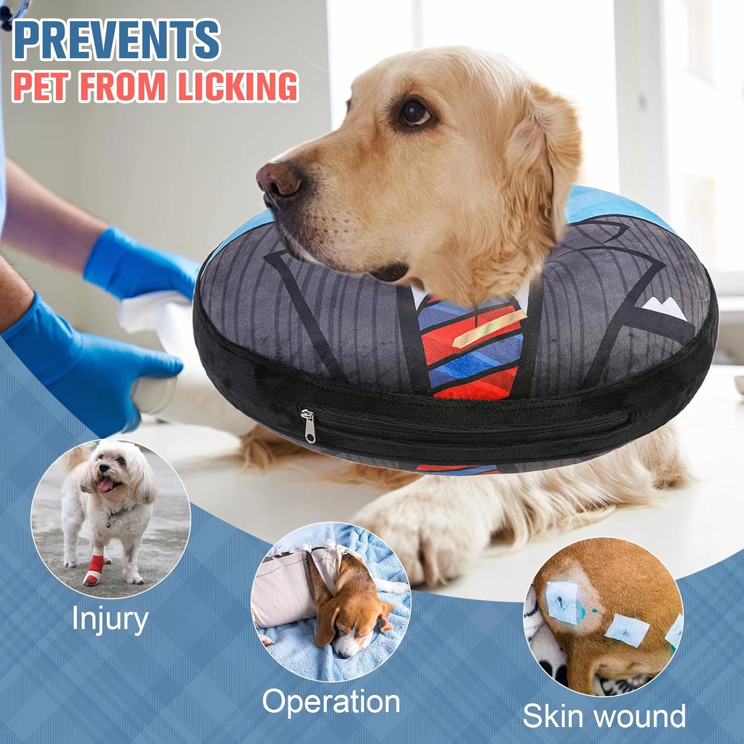 BEAUTYZOO Inflatable Dog Cone Collar, Recovery Dog Cone After Surgery, Adjustable Blow up Dog Donut Collar, Pet Recovery Collar for Dogs,Black XL