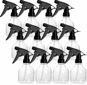 Bekith 12 Pack 8 Oz Empty Plastic Spray Bottle with Black Trigger Sprayers - Adjustable Head Sprayer from Fine to Stream - Refillable Sprayer for Water, Kitchen, Bath, Beauty, Hair, and Cleaning