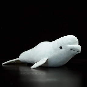 Beluga Whale Plush Toy - Realistic 20.5" Grey Lifelike Frilled Six Gill Shark Stuffed Toy, Super Soft Sea Creatures Sharks Model Plush Toy Gift Collection for Kids