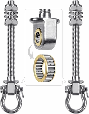 BeneLabel Heavy Duty Swing Hangers with Bearings - Set of 2 Stainless Steel 304 Hardware for Wood & Metal Beams - Ideal for Hanging Hammocks, Yoga Swings, Porch Swing - 1500LB Capacity - 7" x M2/5"