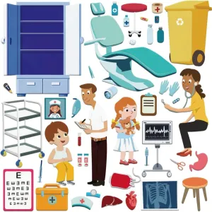 BEUNITONE 42 Pcs Hospital Felt Story Board Set Felt Flannel Boards Stories Precut Figures Preschool Felt Story Board Pieces for Little One Storytelling Interactive Teaching Activity Kits for Wall