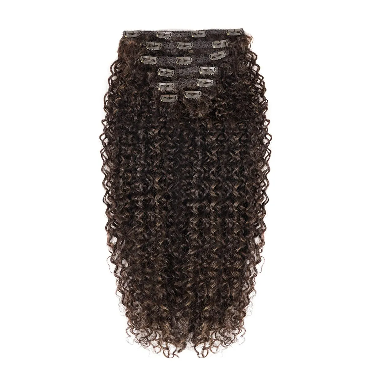 BHF 26 inch Kinky Curly Clip In Hair Extension, Double Weft Full Head Japanese Heat Resistance Fiber 140g Synthetic Hair Extensions For Women 7pieces (#MP4-27-30)