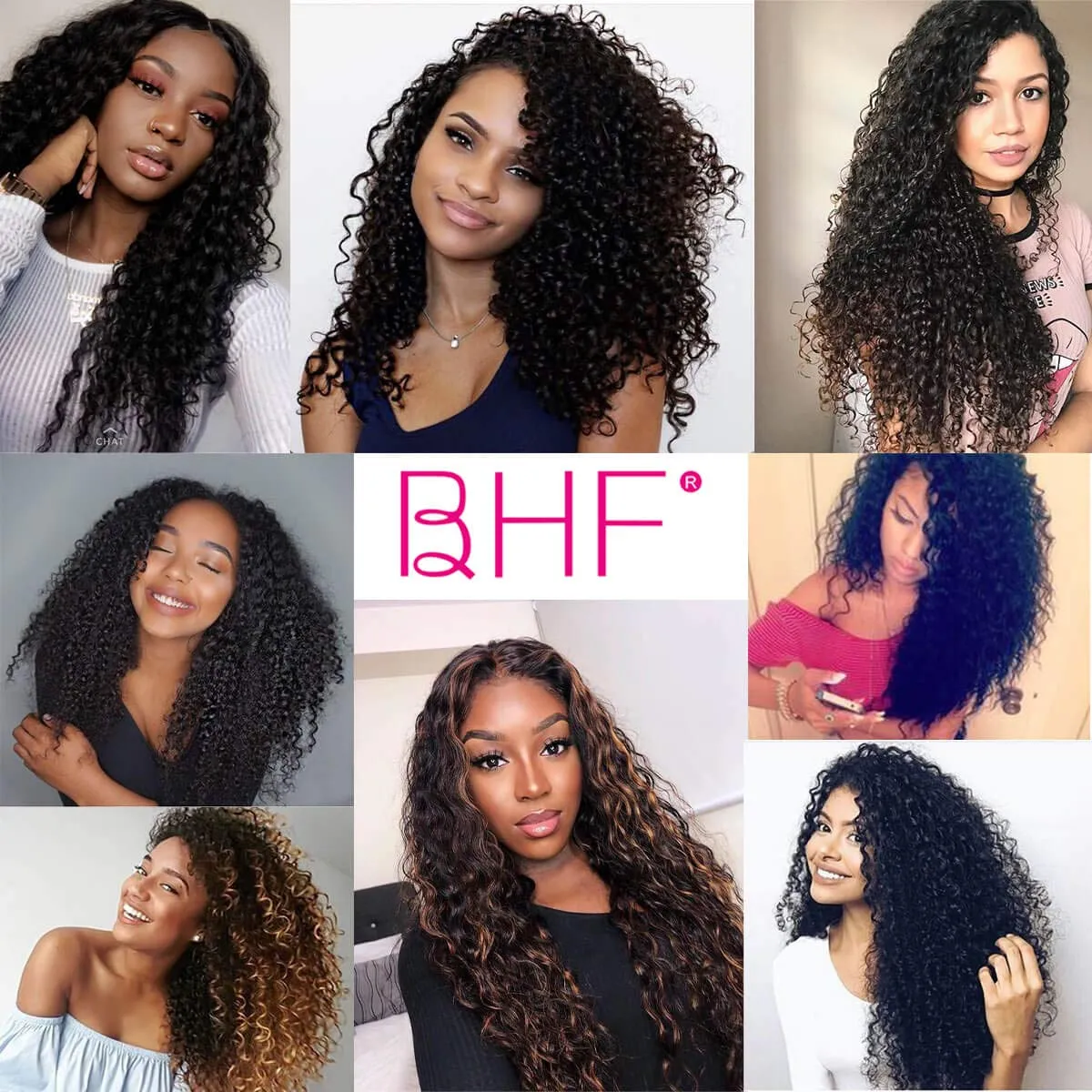 BHF 26 inch Kinky Curly Clip In Hair Extension, Double Weft Full Head Japanese Heat Resistance Fiber 140g Synthetic Hair Extensions For Women 7pieces (#MP4-27-30)