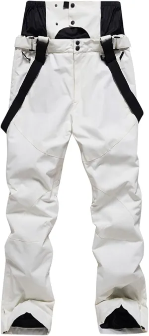 Bib Snow Board Pants for Women Outdoor Windproof Wate-Resistant Insulated Loose Ski Trousers with Suspenders for Snowmobiling