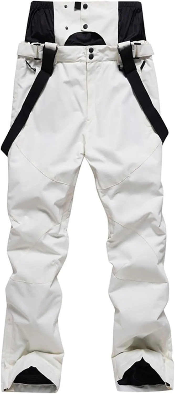 Bib Snow Board Pants for Women Outdoor Windproof Wate-Resistant Insulated Loose Ski Trousers with Suspenders for Snowmobiling