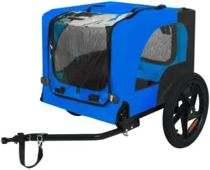 Bicycle Pet Trailer for Dogs, Foldable Steel Frame, 88 lbs Capacity, Blue, Weather-Resistant with Safety Features