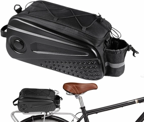 BicycleS Trunk Bag - Rear Rack Storage, Hard Shell Organizer | Reflective Safety Strap, Zippered Compartments, Shock Resistant Case With Carry Handle For Phones Water Bottles Clothing Tools Keys