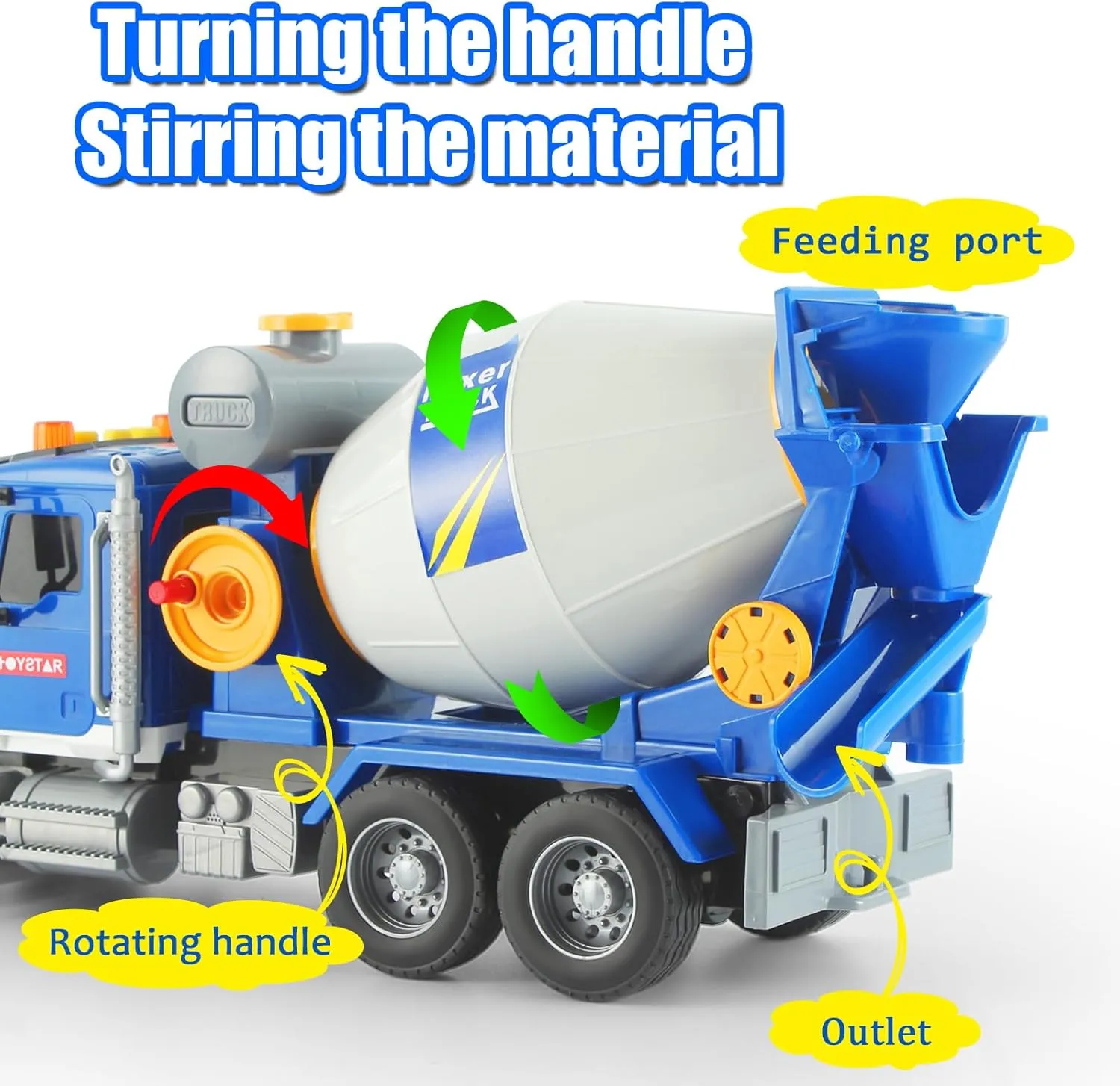 Big Cement Mixer Truck Toys Engineering car Lights Sounds,Friction Powered Push car，Go Construction Vehicles Toddlers Boys Toy and Girl Gift car Age 3  (Big Mixer Car)
