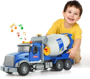Big Cement Mixer Truck Toys Engineering car Lights Sounds,Friction Powered Push car，Go Construction Vehicles Toddlers Boys Toy and Girl Gift car Age 3  (Big Mixer Car)