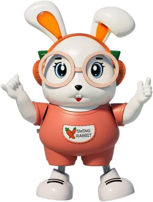 Big Eyes Rabbit Musical Toy for Kids, Dancing Rabbit Baby Toy with Cool Lights & Dynamic Music, Legs Move Sideways, Body Twist (Pink)