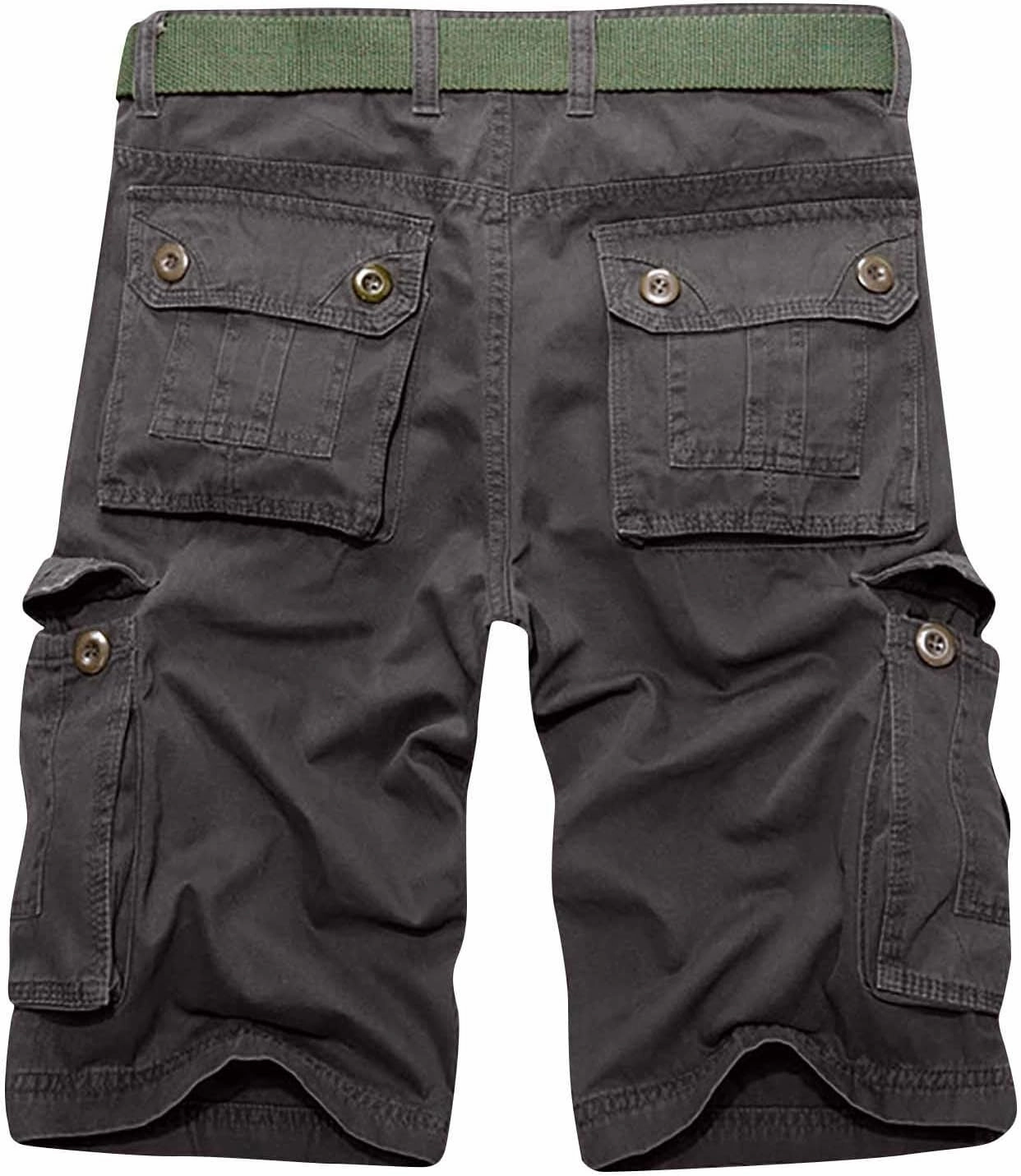 Big and Tall Cargo Shorts for Men 2023 Cotton Multi Pockets Tooling Shorts Classic Fit Buckle Zipper Work Shorts