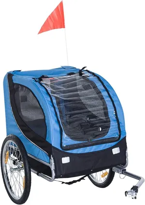 Bike Dog Trailer, Outdoor 2-in-1 Bicycle Cargo Trailer & Jogger for Small and Large Dogs with 2 Safety Harnesses & Storage
