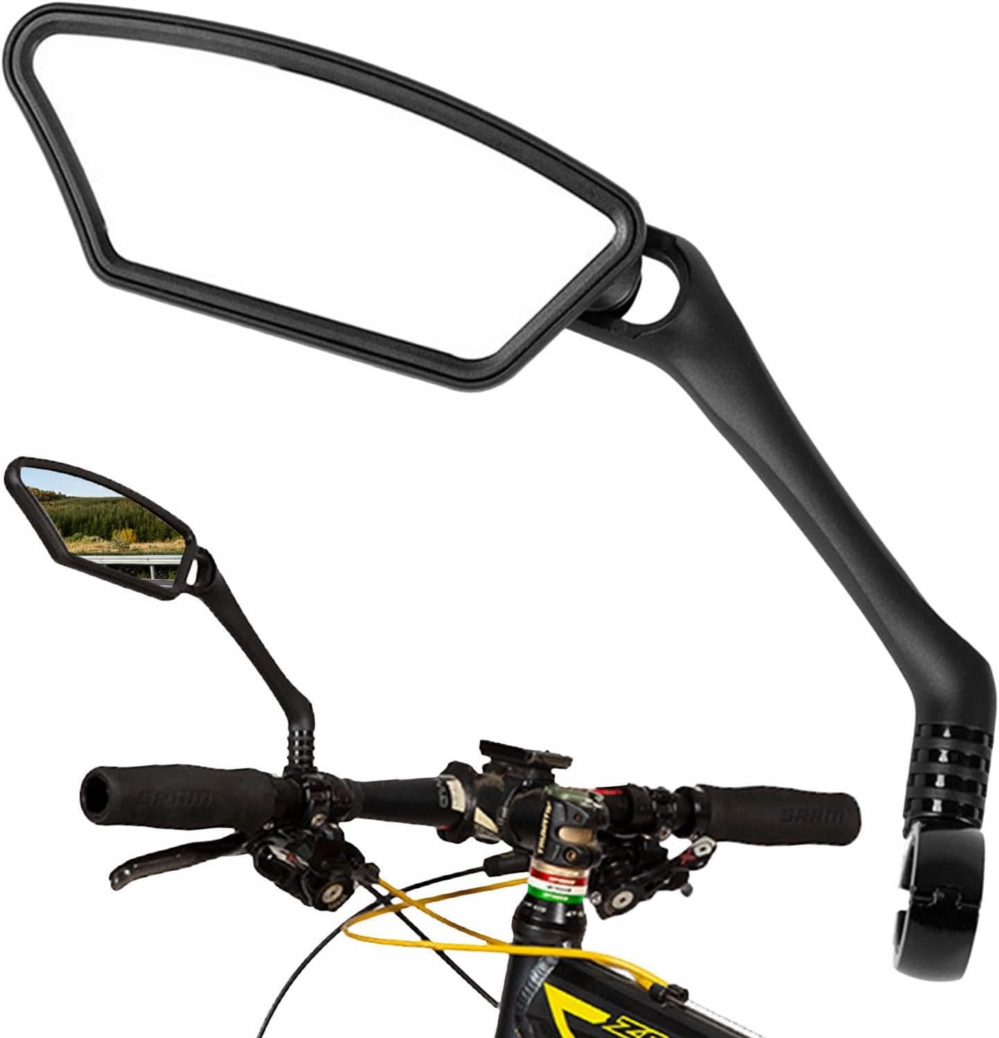 Bike Mirror, Stainless Steel Lens, Safe Rearview Mirror, Acrylic Clip On Rear View Cubicle Mirror, Flexible Convex Security Mirror for Personal Safety Desk Rearview Monitors or Anywhere (A)