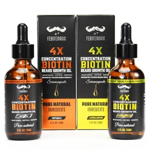 Biotin Beard Oil for Men Set – 2 Pack Unscented & Sandalwood Beard Oil Blended with Castor & Grape Seed Oil for Thicker, Softer, Moisturizing Beard – Gift for Father, Husband, Boyfriend – 4 oz