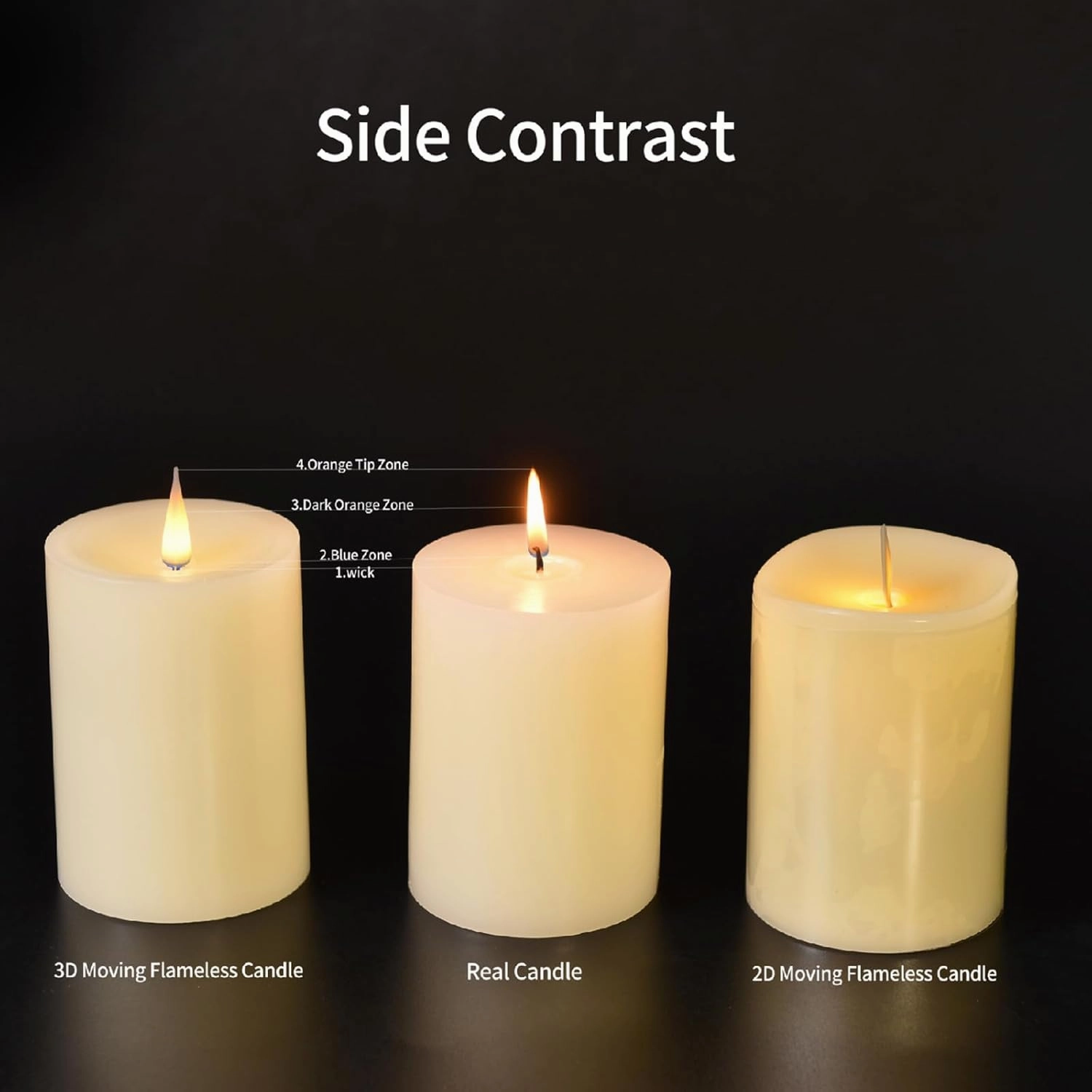 Birch Bark Wax Flameless Candles with Remote Timer, Last 400-Hour with 2AA Batteries, 3D Moving Flame Led Candles, Set of 2(3''x6''), Remote Included(Birch bark).