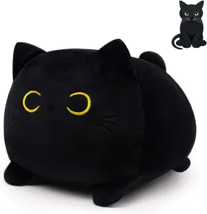 Black Cat Plush Pillow,13" Black Cat Stuffed Animals,Kawaii Plush Stuffed Kitten Doll Toys for Kid, for Birthday Halloween Christmas