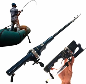 Blissfish Folding Fishing Rod, Fishing Gear Fishing Rod and Reel Combos, Fishing Rod Folds, Foldable Glass Fiber Fishing Rod Built-in Fishing Reel with 80m Line Travel