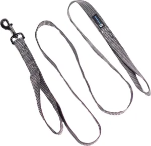 Blue-9 Reflective Dog Leash, Multi-Function 6 Foot Adjustable Lead with Traffic Loop and 3M Reflective Stitching for Obedience, Running, and Agility Training, Made in The USA, Medium/Large, Grey