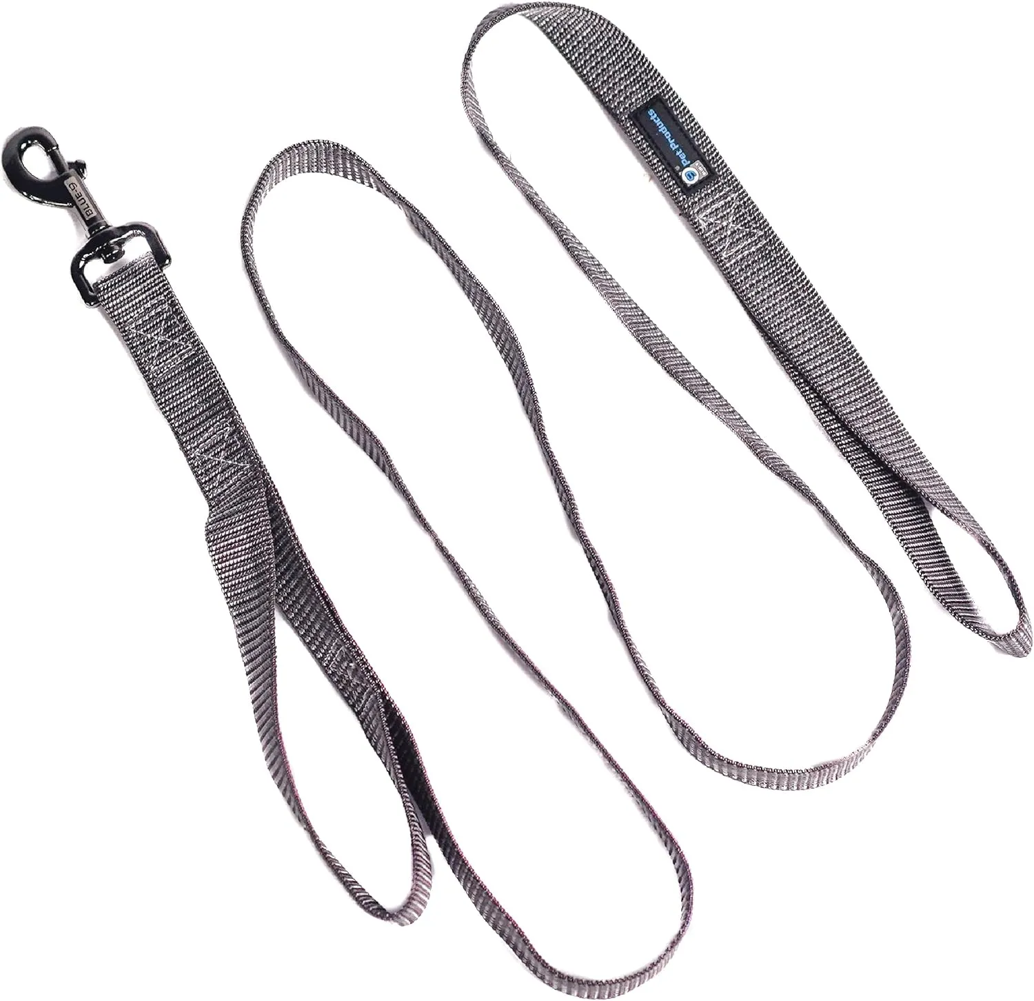 Blue-9 Reflective Dog Leash, Multi-Function 6 Foot Adjustable Lead with Traffic Loop and 3M Reflective Stitching for Obedience, Running, and Agility Training, Made in The USA, Medium/Large, Grey