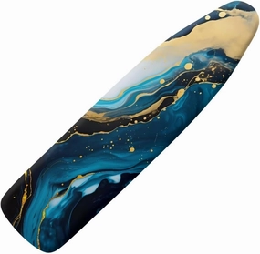 Blue Marble Print Iron Board Cover with Padding 15x54 Inch Standard Ironing Board Cover with Elastic Edge, Cute Home Decoration Table Top Ironing Board Cover