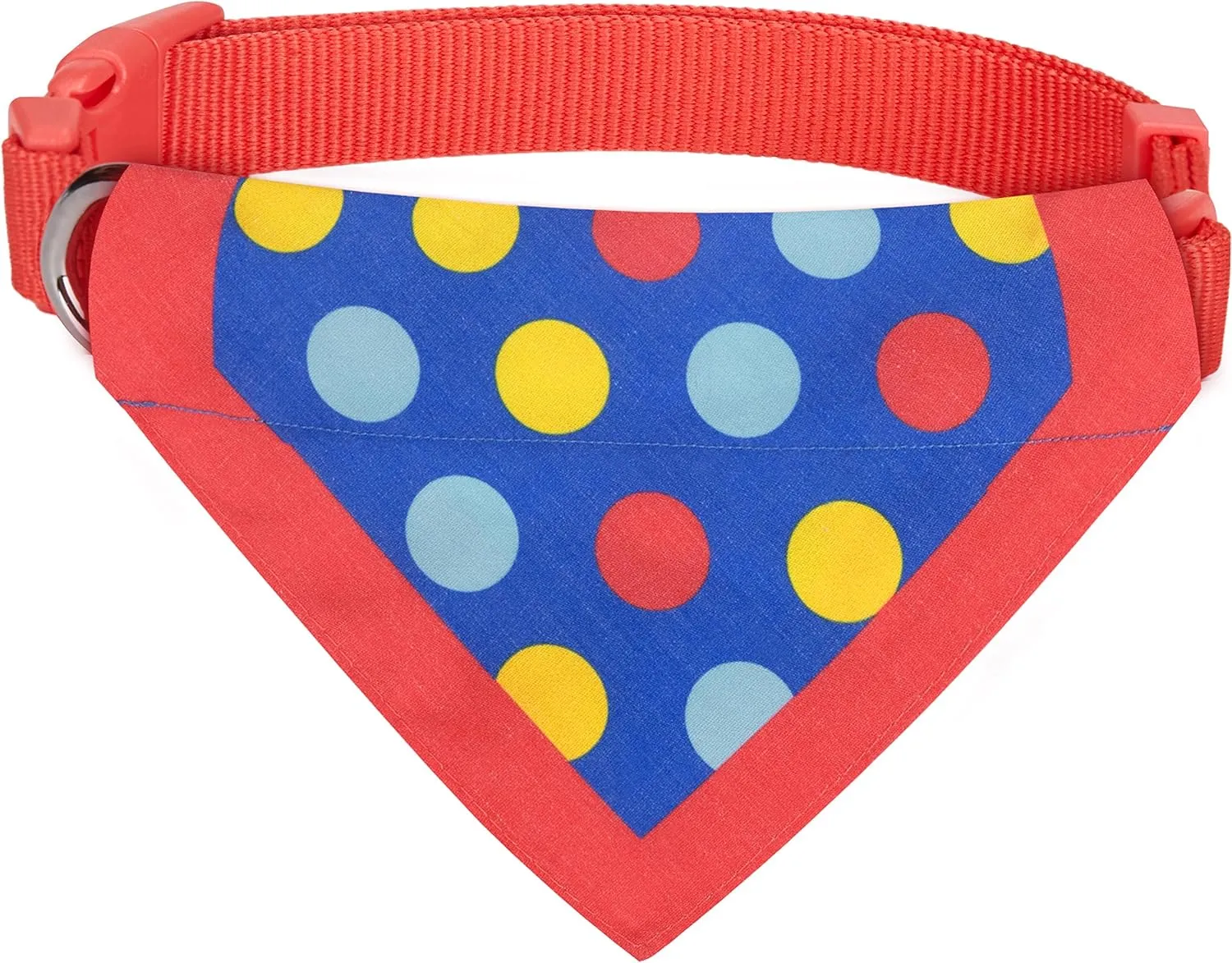 Blueberry Pet 7 Patterns Bold Polka Dots Vivid Red Cotton Blend Neckerchief Scarf Bandana Adjustable Dog Collar, Small, Neck 12"-16"