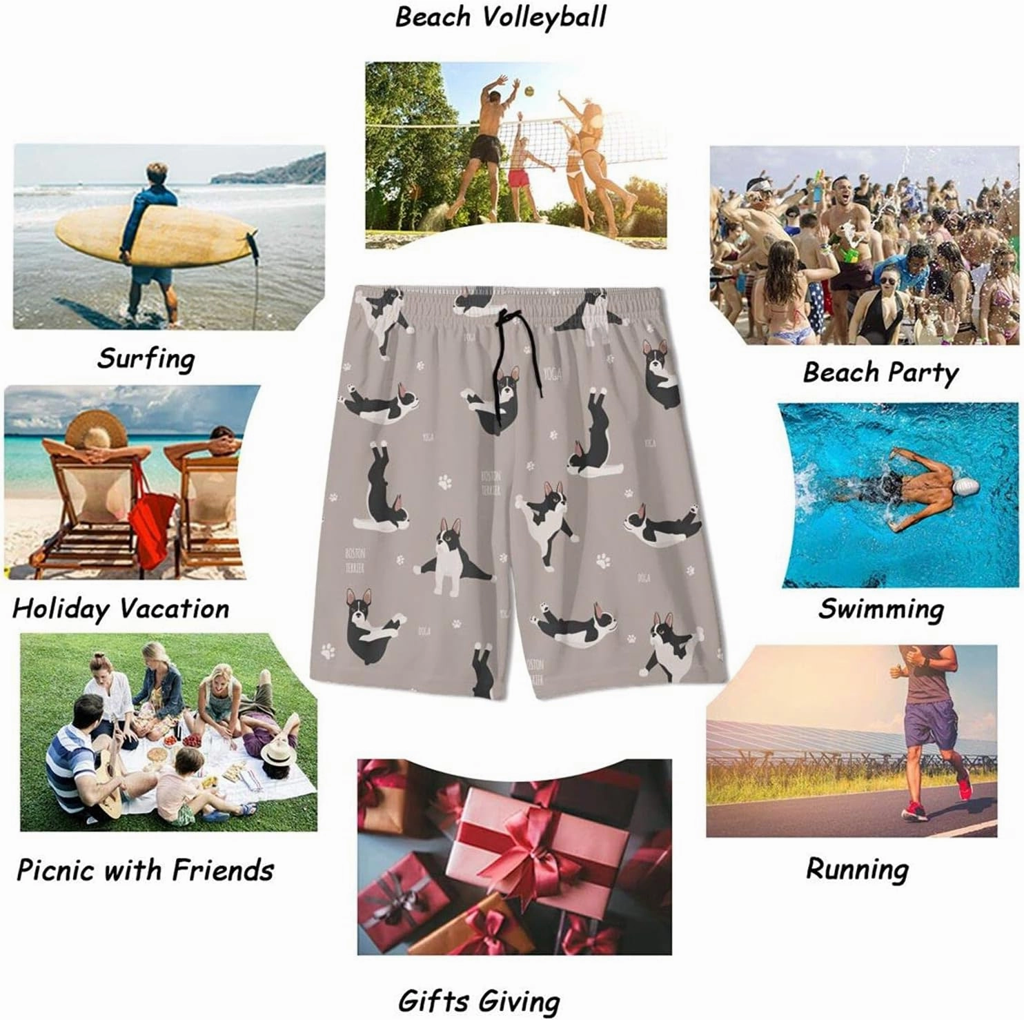 Boho Flying Peacock Feather Teens Swim Trunks 20" Stretch Quick Dry Swimwear Surf Board Beach Shorts Summer