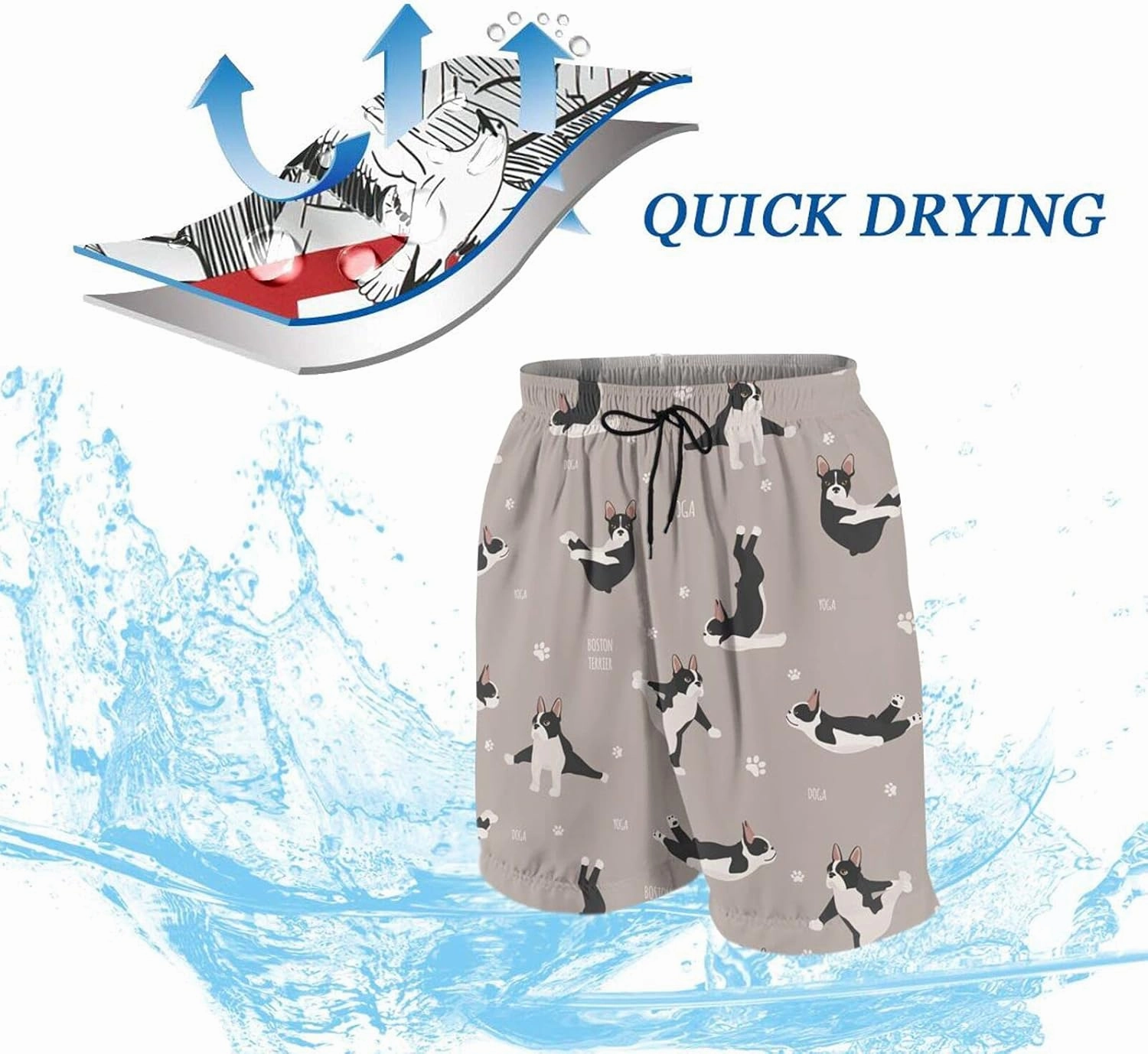 Boho Flying Peacock Feather Teens Swim Trunks 20" Stretch Quick Dry Swimwear Surf Board Beach Shorts Summer