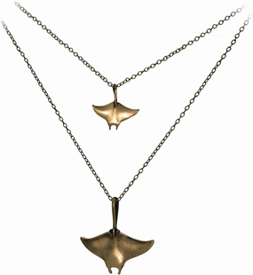 Boho Manta Ray Necklace for Women- Bronze Beachy Boho Necklaces, Manta Ray Necklace for Women, Sea Life Gifts, Bronze Stingray Charm, Brown Manta Ray Necklace. Gifts for Manta Ray Lovers, Scuba Gifts