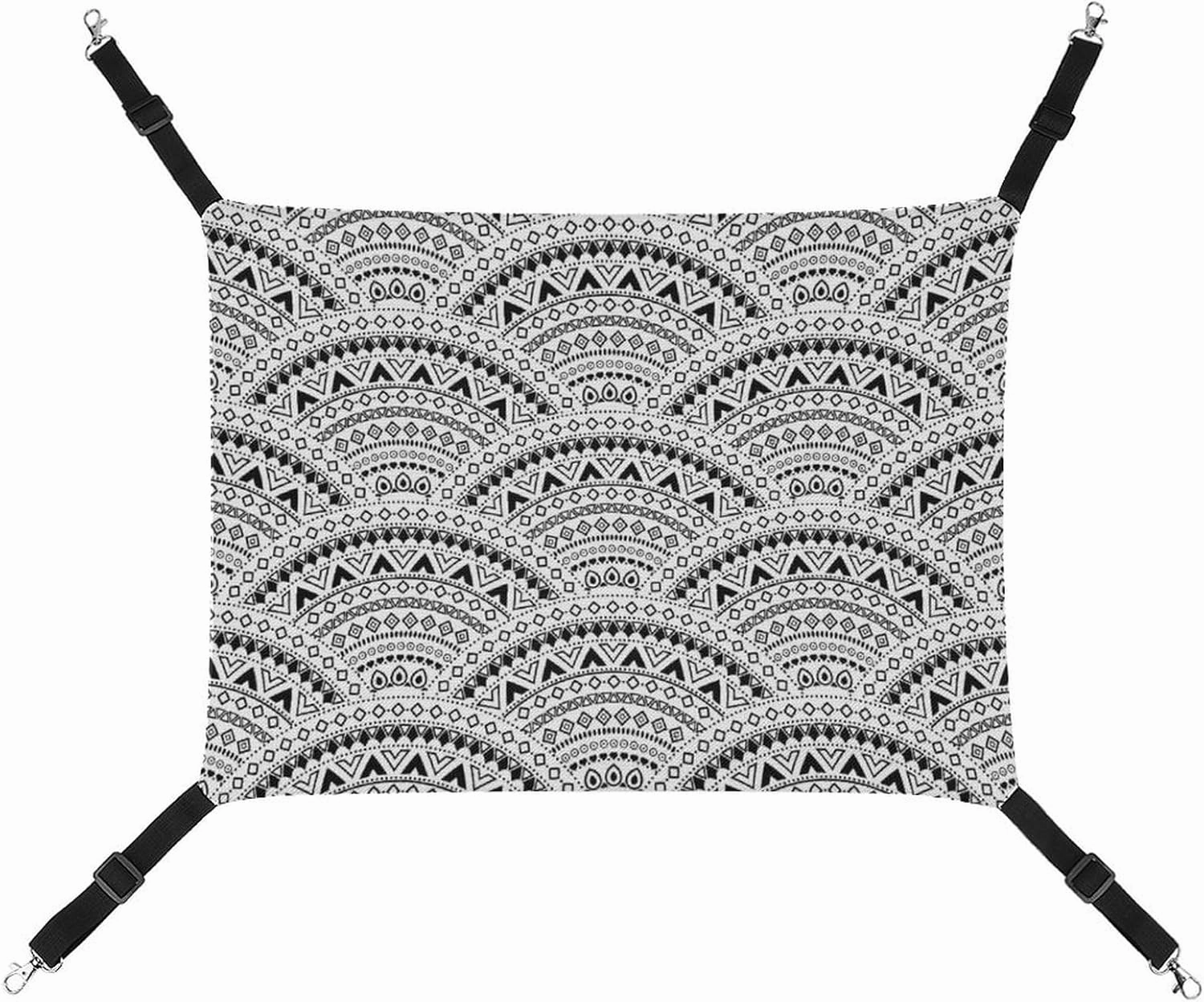 Boho Style Print Hanging Cat Bed Soft Breathable Pet Hammock for Cage Pet Sleeper for Kitten Ferret Puppy Rabbit