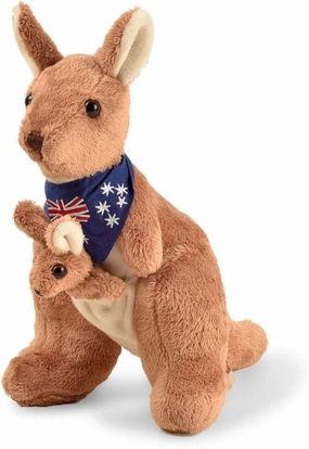 BOHS Plush Kangaroo with Australia Scarf and Removable Joey - Cuddly Soft Stuffed Mom and Baby Animals Toy- 11 Inches