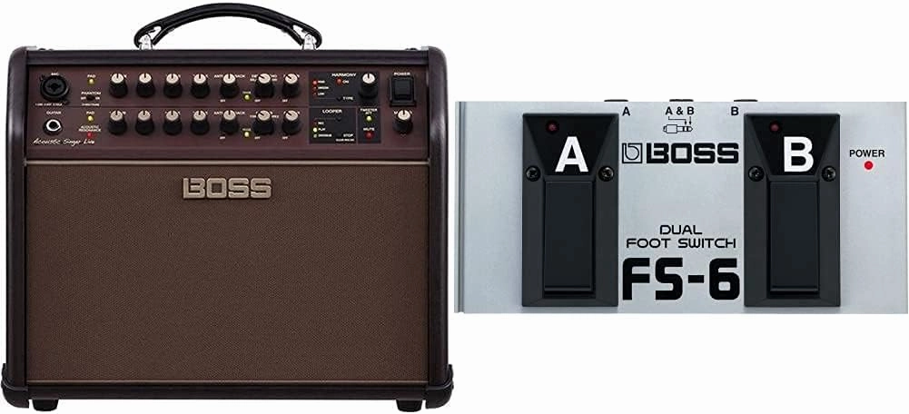 Boss Acoustic Singer Live 60-Watt Bi-Amp Acoustic Combo with FX and Boss FS-6 Dual Foot Switch