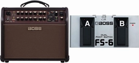 Boss Acoustic Singer Live 60-Watt Bi-Amp Acoustic Combo with FX and Boss FS-6 Dual Foot Switch