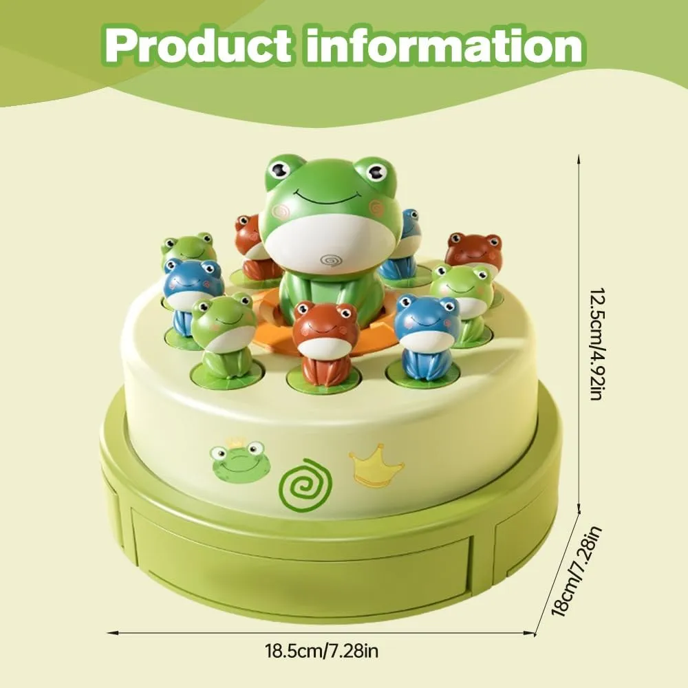 Bounce and Catch Frog Board Game - Interactive Musical Toy for Kids 4-6 - Parent-Child Jumping Frogs Table Game (Green, 1 Set)