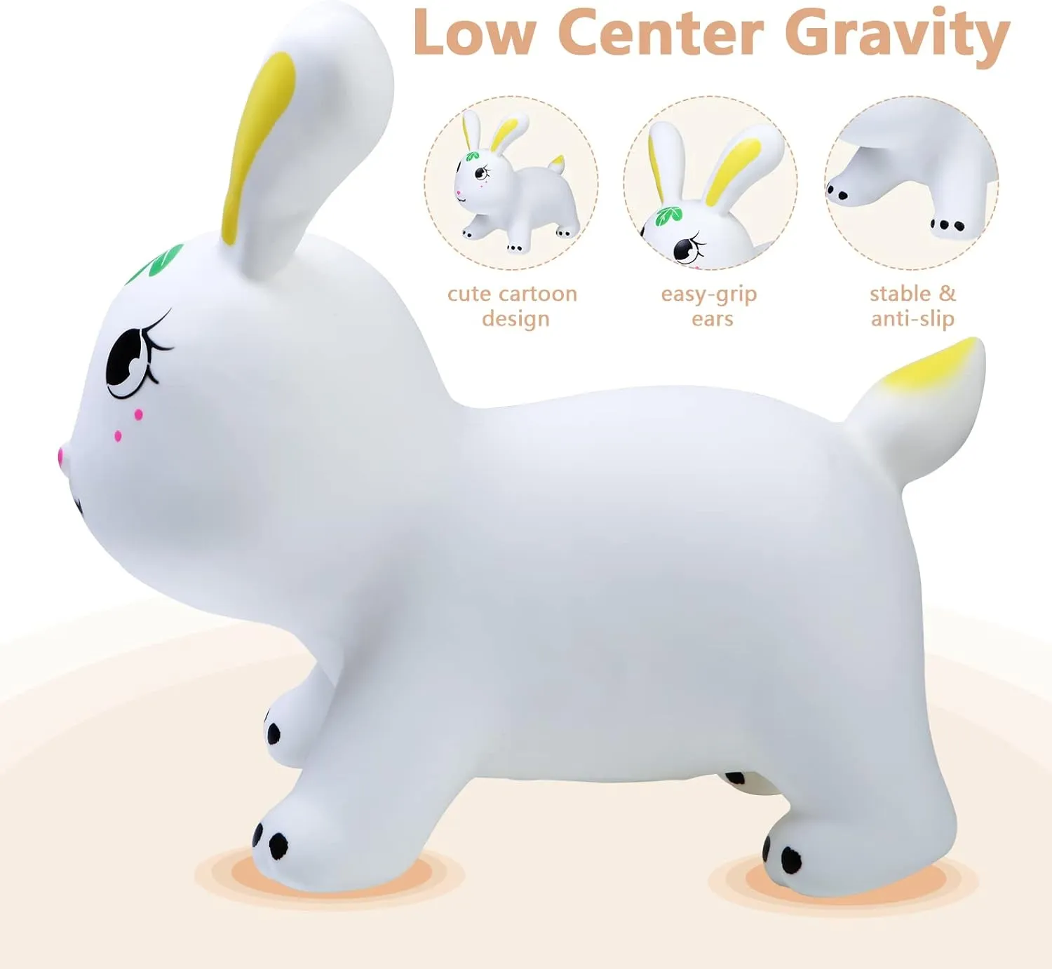Bouncy Horse Rabbit for Kids,Ride on Hopping Toy Outdoor Indoor Inflatable Jumping Animals,Hobby Horse Jumps,Holiday Birthday Gift 24 Months 2 3 4 5 6