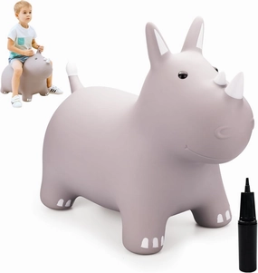 Bouncy Horse Animals Hopper,Inflatable Bouncing Horse Jumping Animals for Toddlers,Ride On Hopping Toys for Girls/Boys,Great Gift W/P (Grey)