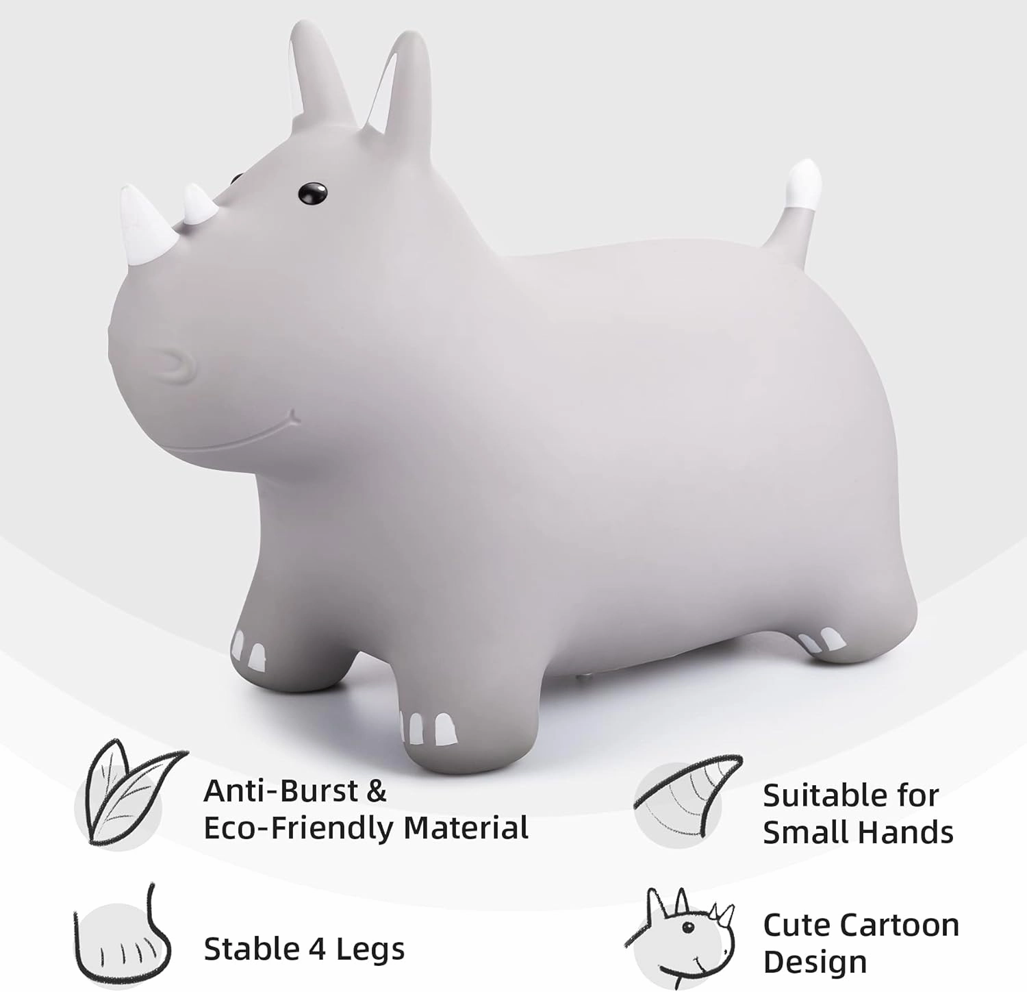 Bouncy Horse Animals Hopper,Inflatable Bouncing Horse Jumping Animals for Toddlers,Ride On Hopping Toys for Girls/Boys,Great Gift W/P (Grey)
