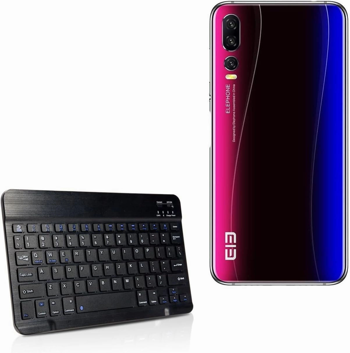 BoxWave Keyboard Compatible with Elephone A5 - SlimKeys Bluetooth Keyboard, Portable Thin with Chiclet-Style Keys - Jet Black